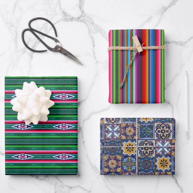 mexikanische Muster Geschenkpapier Set (Vorderseite)