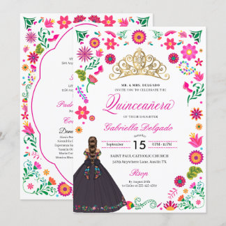 mexikanische Otomi Stickerei Quinceañera Einladung
