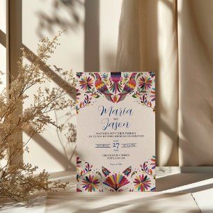 Mexikanische Otomi Tenangos-Folkart Florale Hochze Einladung