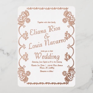 Mexikanische Papel Picado-Folk-Hochzeit gepresst  Folieneinladung