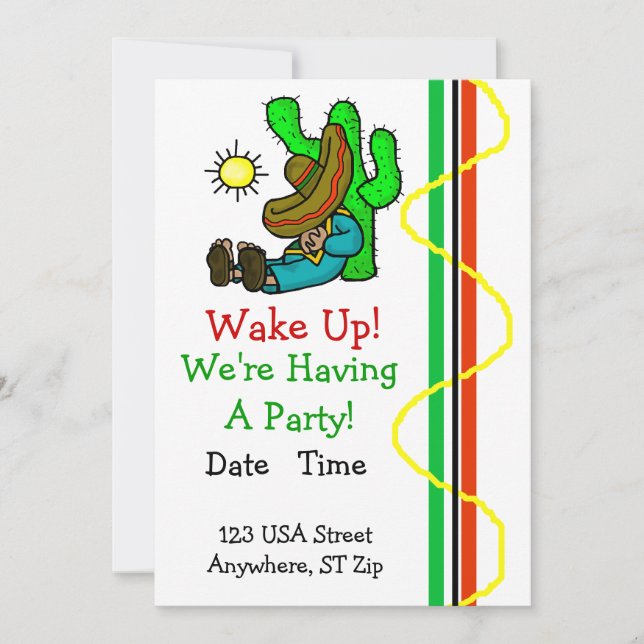 Mexikanische Party Einladung mit schlafendem (Vorderseite)