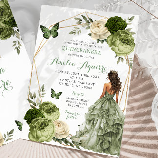 Mexikanische Prinzessin Butterfly Salbeigrün Quinc Einladung