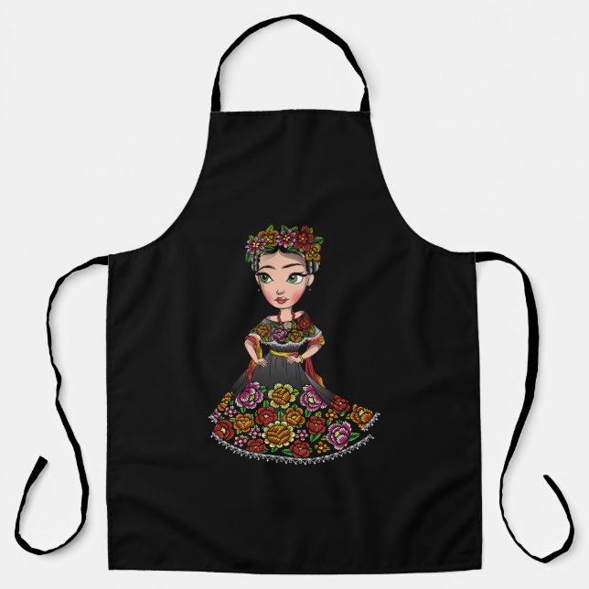 mexikanische Puppe mit Blume Schürze (Vorderseite)