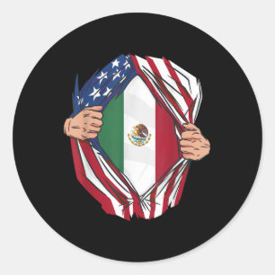 Mexikanische Roots wachsen USA Amerika Mexiko Herz Runder Aufkleber