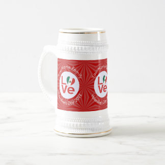 Mexikanische rote LOVE-Flagge personalisiert Bierglas