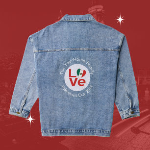 Mexikanische Rote LOVE-Flagge Personalisiert Jeansjacke
