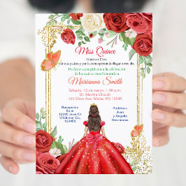 Mexikanische Rote Rosen Butterfly Prinzessin Quinc Einladung