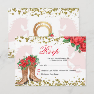 Mexikanische Rote Rosen Mis Quince RSVP Card