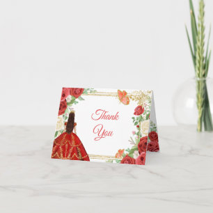 Mexikanische Rote Rosen Prinzessin Quinceanera gek Dankeskarte