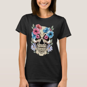 mexikanische Schädel-Blume Ästhetische Fantasie Sk T-Shirt