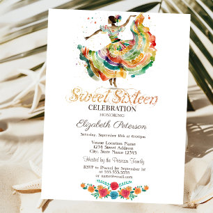 Mexikanische Señorita Fiesta Blumen Schwarz Sweet  Einladung
