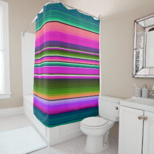 Mexikanische Serape-Decke Farbige Streifen Rosa Tü Duschvorhang