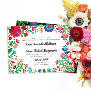 mexikanische Stickerei - farbenfrohe Hochzeitseinl Einladung