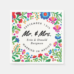 mexikanische Stickerei farbige Hochzeit in Urlaubs Serviette
