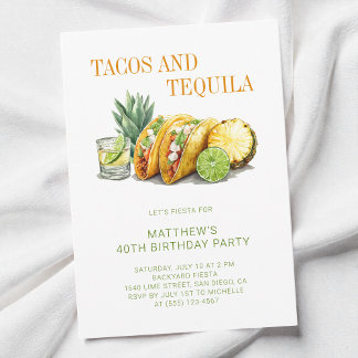 Mexikanische Tacos und Tequila 40. Geburtstagsfeie Einladung