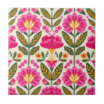 Mexikanische Talavera-Blumen Fuchsia-Rosa Floral
