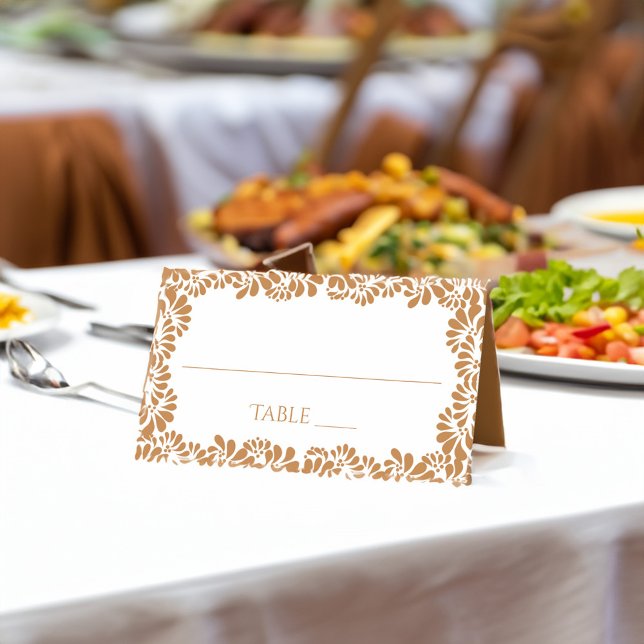 Mexikanische Talavera Terracotta Hochzeit Platzkarte (Mexican fiesta vintage Talavera terracotta wedding Place Card personalized table decor)