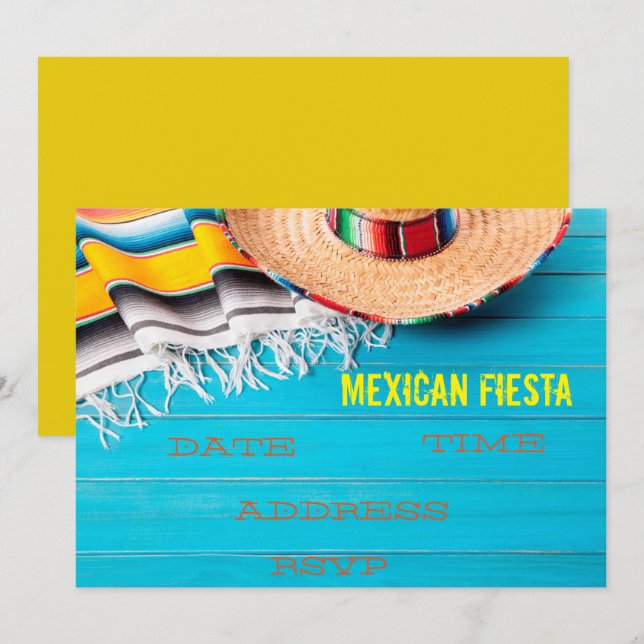 Mexikanische themed Party Fiesta Einladung (Vorne/Hinten)