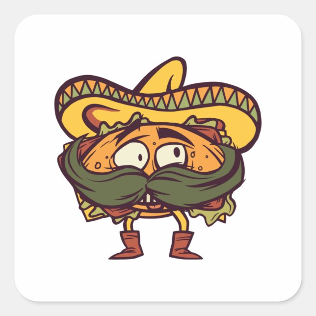 mexikanische Torta Quadratischer Aufkleber (Vorderseite)