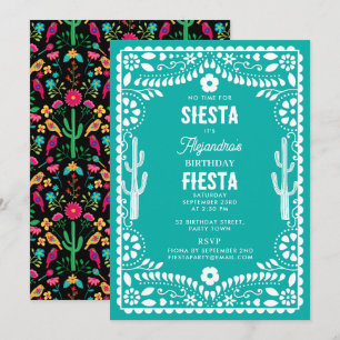 Mexikanische traditionelle Floral Fiesta Türkis Ge Einladung