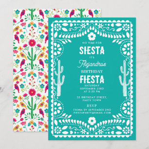 Mexikanische traditionelle Floral Fiesta Türkis Ge Einladung
