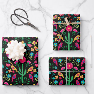 Mexikanische traditionelle Volkskunst Helle Farben Geschenkpapier Set