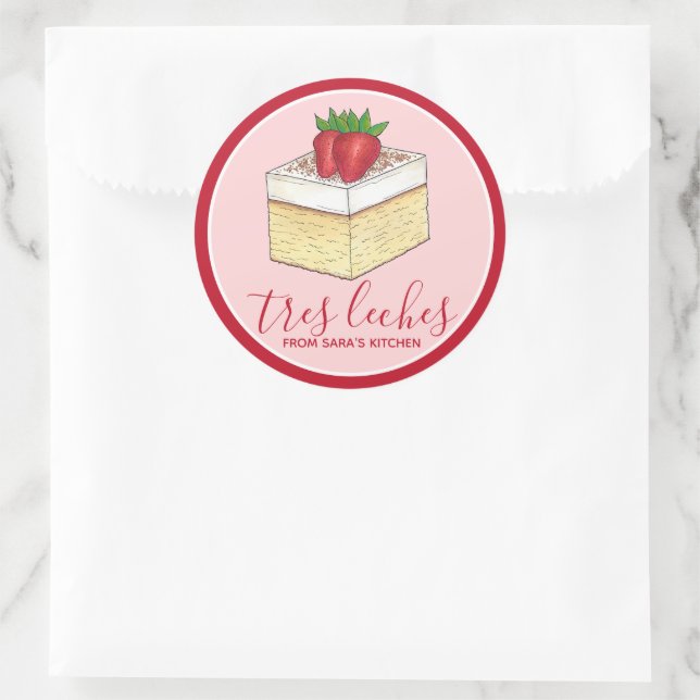 mexikanische Tres Leches Cake Dessert hausgemacht  Runder Aufkleber (Tasche)