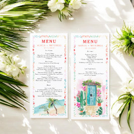 Mexikanische tropische Aquarell-Hochzeit in Urlaub Menükarte