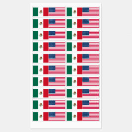 mexikanische und amerikanische Flagge Etiketten