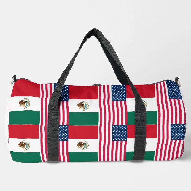 mexikanische und amerikanische Flaggen Seite an Se Duffle Bag (Vorderseite)