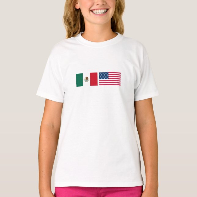 mexikanische und amerikanische Flaggen Seite an Se T-Shirt (Vorderseite)