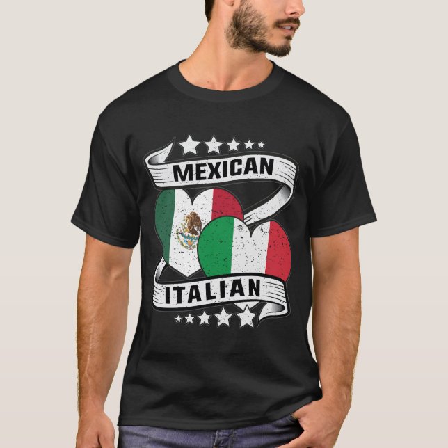 mexikanische und italienische Flagge T-Shirt (Vorderseite)