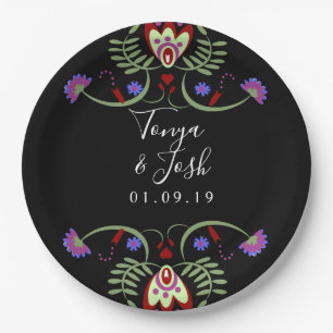 Mexikanische Volksblumen Hochzeit   Mini Herz Pappteller