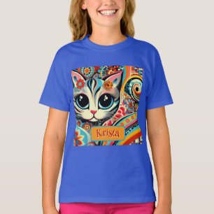 Mexikanische Volkskunst Abstrakt Kitty Cat Persona T-Shirt