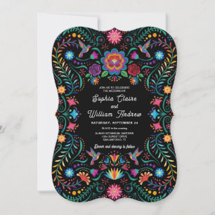 Mexikanische Volkskunst Florale Kolibri-Hochzeit Einladung