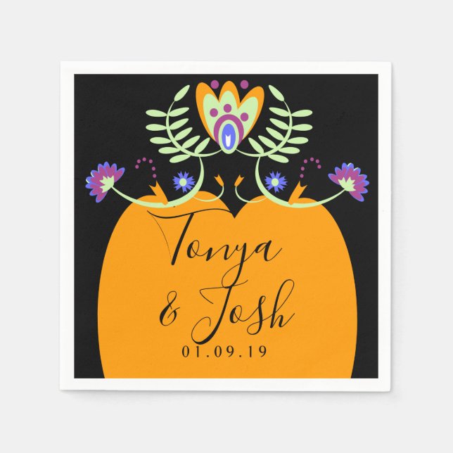 Mexikanische Volkssöhne | Halloween Pumpkin Serviette (Vorderseite)
