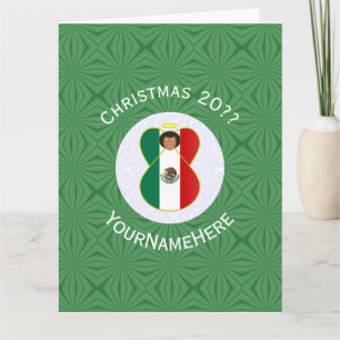 Mexikanische Weihnachtsflagge Engel personalisiert Karte