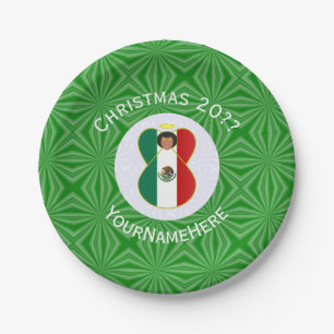 Mexikanische Weihnachtsflagge Engel Personalisiert Pappteller