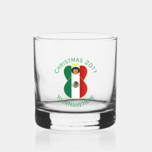 Mexikanische Weihnachtsflagge Engel Personalisiert Whiskyglas