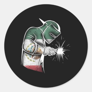 Mexikanische Welder-Flagge Runder Aufkleber