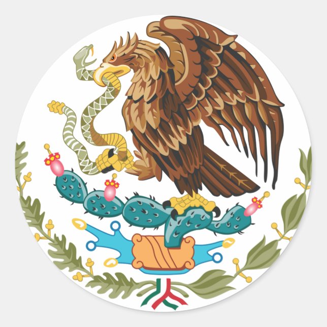 mexikanischer Adler und Schlange Runder Aufkleber (Vorderseite)