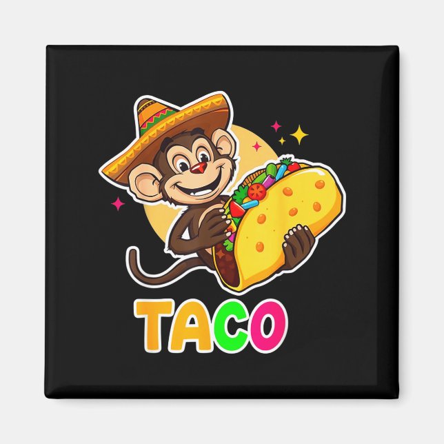 Mexikanischer Affe Sombrero Taco el Squatcho Spaß  Magnet (Vorne)