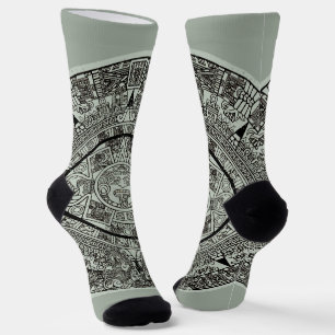 Mexikanischer Azteken-Sonnenstein Mayakalender 1 Socken