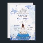 Mexikanischer Baby Blue Butterfly Quinceanera Gebu Einladung<br><div class="desc">Mexican Baby Blue Butterfly Quinceanera Birthday Einladung Mis Quince Anos,  15. Geburtstag,  Marine Quinceanera Einladung,  Blauen Blumen,  Crown Mis Quince Anos</div>