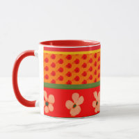 Mexikanischer Becher mit grünen und roten Designs