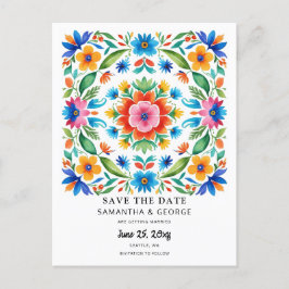 Mexikanischer Blumenfiesta Save the Date Ankündigungspostkarte