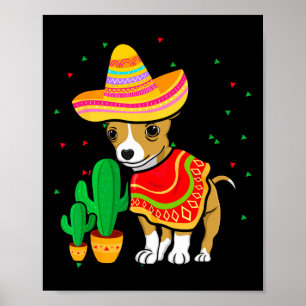 Mexikanischer Chihuahua Dog Sombrero Cinco De Mayo Poster