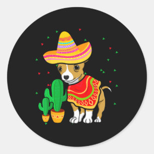 Mexikanischer Chihuahua-Hund Sombrero Cinco De May Runder Aufkleber