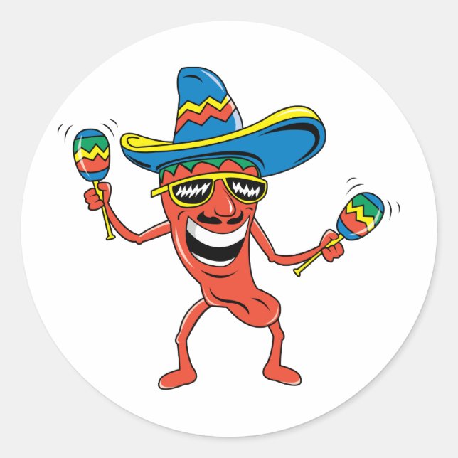 Mexikanischer Chili Pepper Runder Aufkleber (Vorderseite)