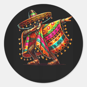 Mexikanischer Dabbing-Sombrero-Schnurrbart Cinco d Runder Aufkleber
